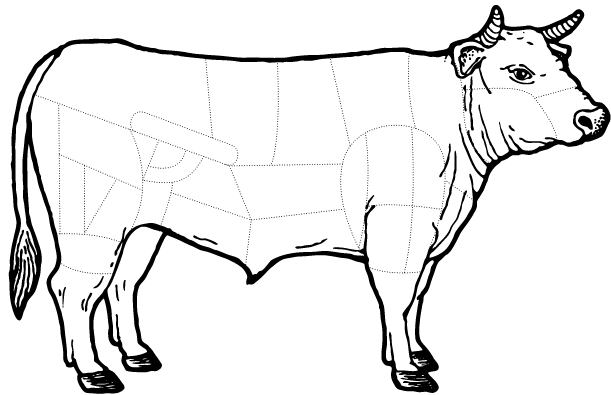 Image de vache avec découpes
